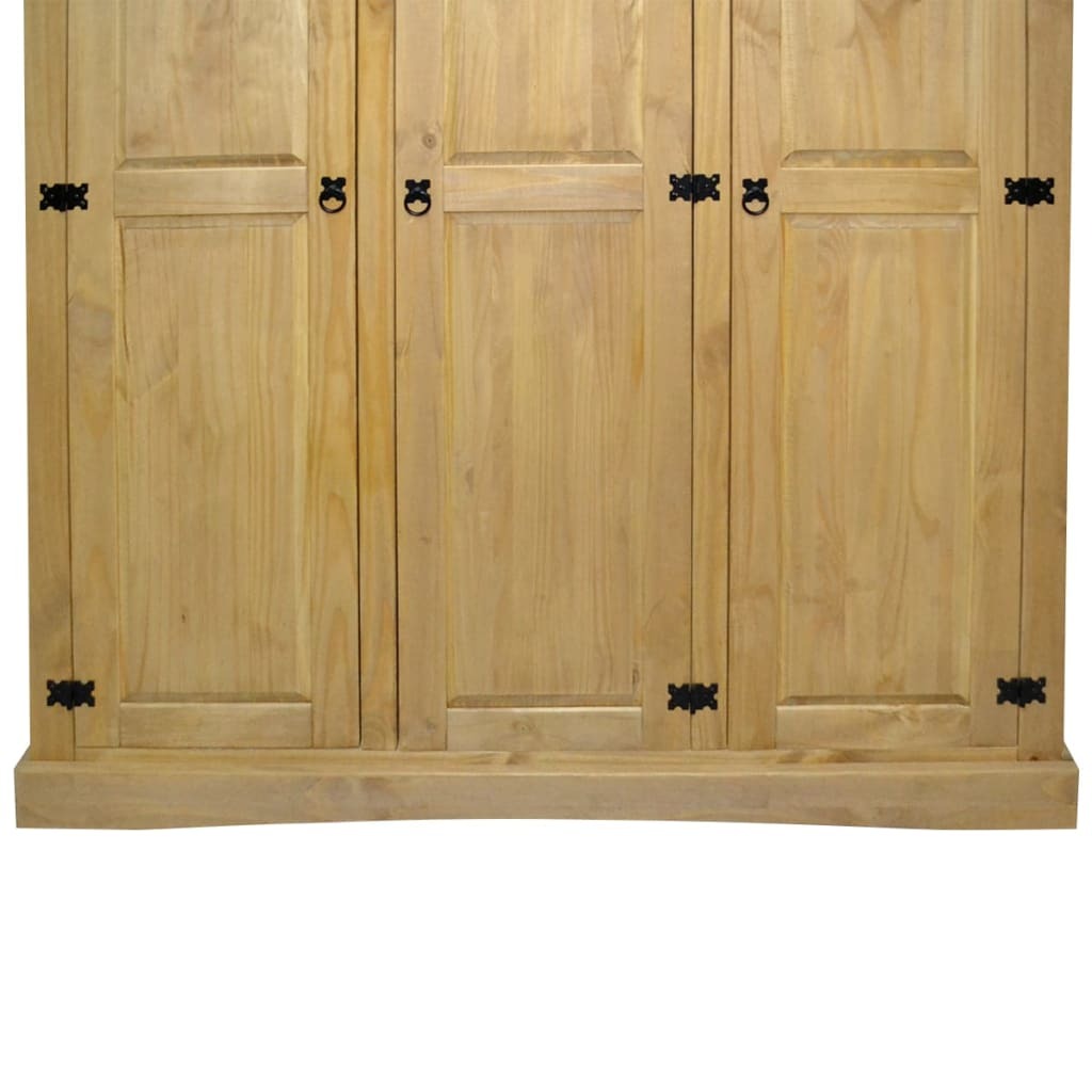 Wardrobe Corona Mexican Pine 3 Door Bedroom Closet Storage Rustic Natural