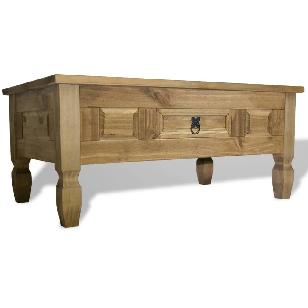 Corona Mexican Pine Coffee Table Solid Wood Rustic Drawer Living Room 100cm