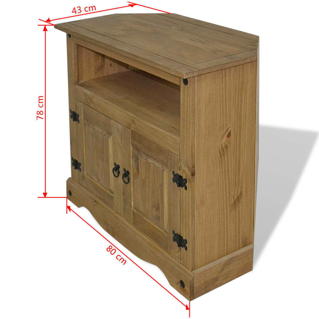 Corona Mexican Pine Console Table Solid Wood TV Cabinet Sideboard Rustic 80cm