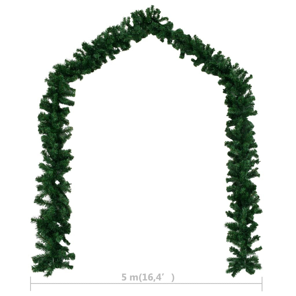 Green PVC Christmas Garland 5m Waterproof Xmas Decoration Indoor Outdoor