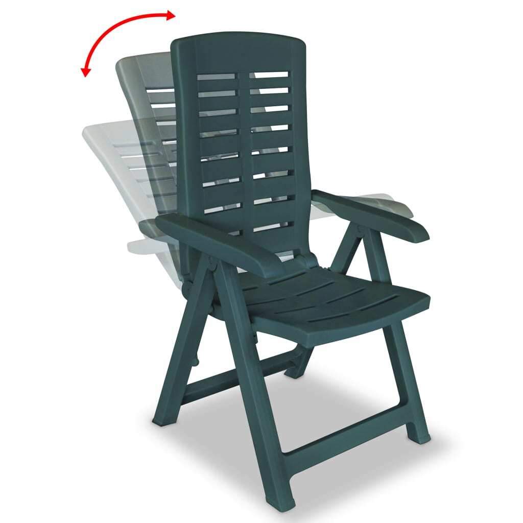 Plastic Reclining Garden Chairs 4 pcs Green Weather Resistant Patio