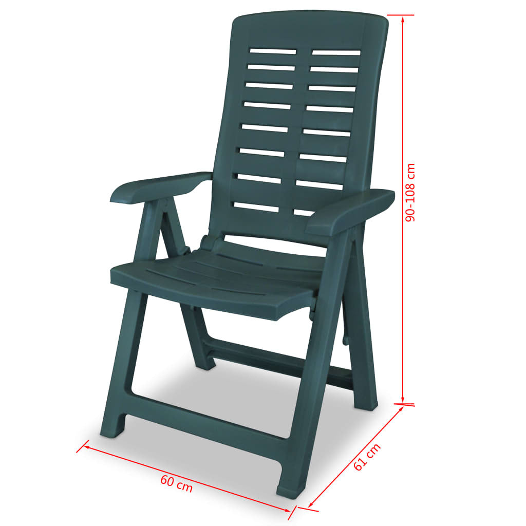 Plastic Reclining Garden Chairs 4 pcs Green Weather Resistant Patio