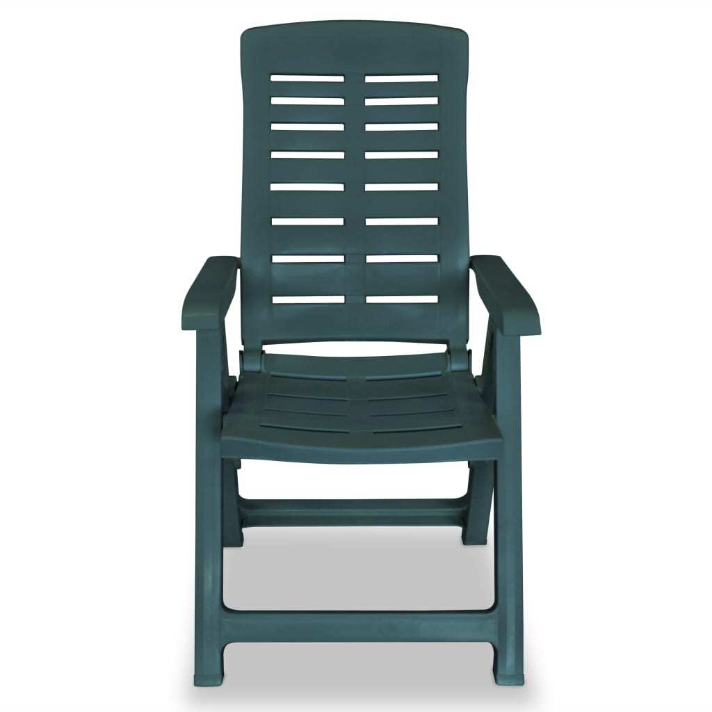 Plastic Reclining Garden Chairs 4 pcs Green Weather Resistant Patio