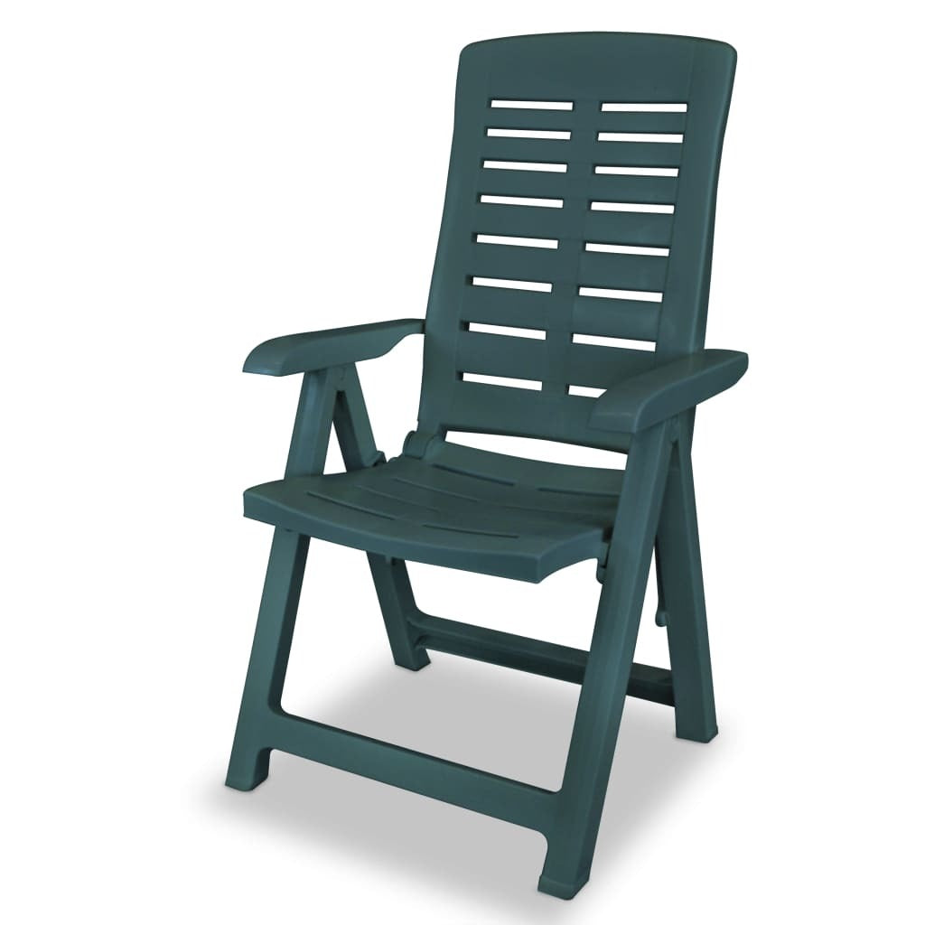 Plastic Reclining Garden Chairs 4 pcs Green Weather Resistant Patio