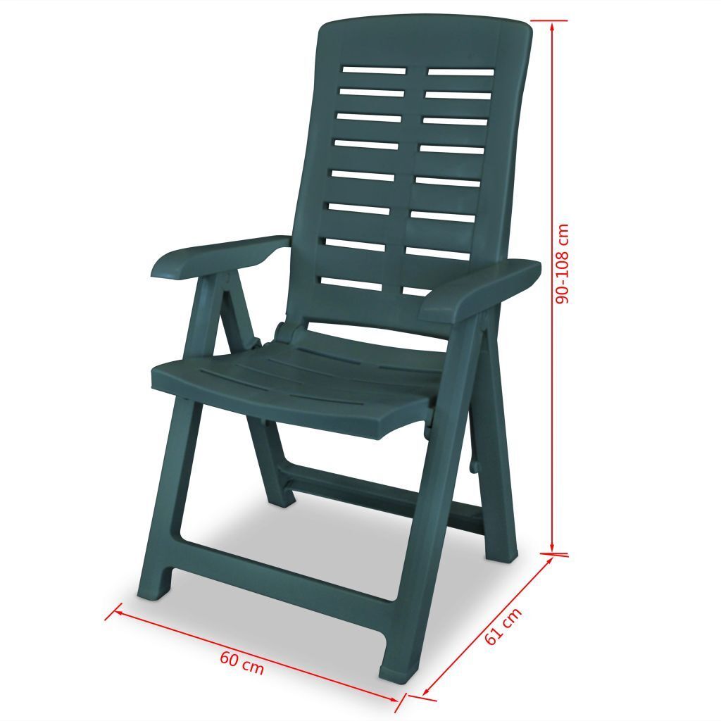 Plastic Reclining Garden Chairs 4 pcs Green Weather Resistant Patio
