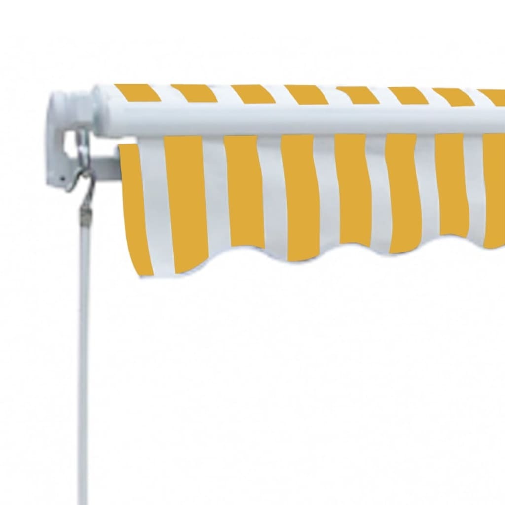 Manual Folding Awning 300cm Yellow White Aluminium Frame Patio Garden