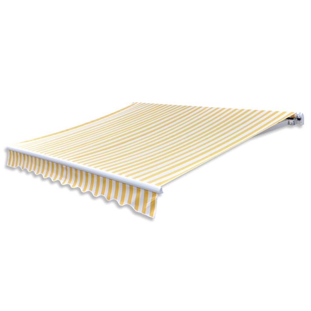 Manual Folding Awning 300cm Yellow White Aluminium Frame Patio Garden