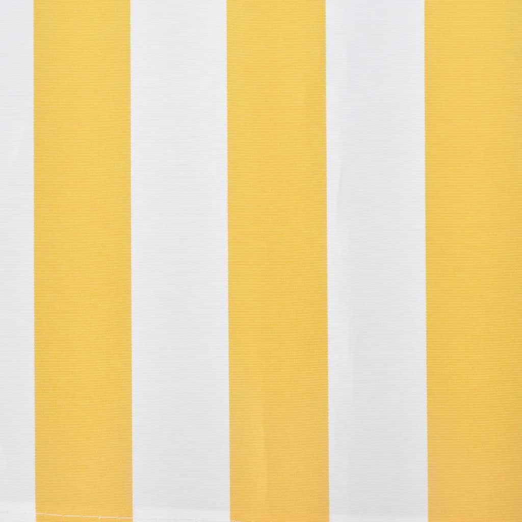 Manual Folding Awning 300cm Yellow White Aluminium Frame Patio Garden