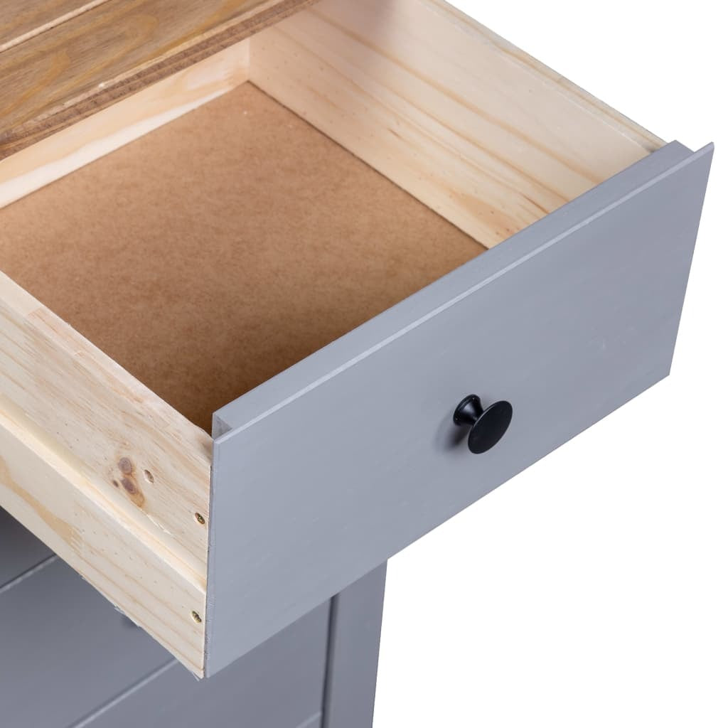 Sideboard Panama Pine Solid Wood 5 Drawers Storage Cabinet 46x40x89cm Grey