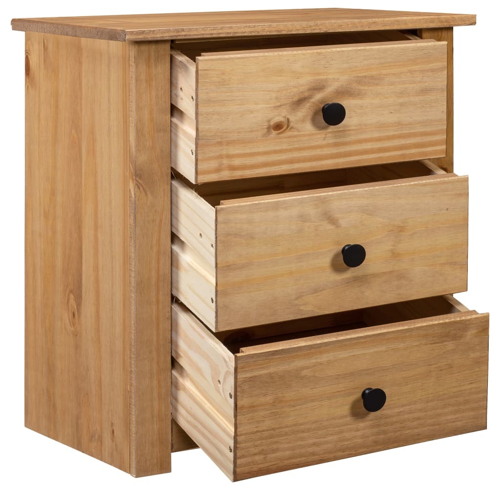 Bedside Cabinet Panama Pine Solid Wood 3 Drawers Nightstand Storage 46x40x57cm