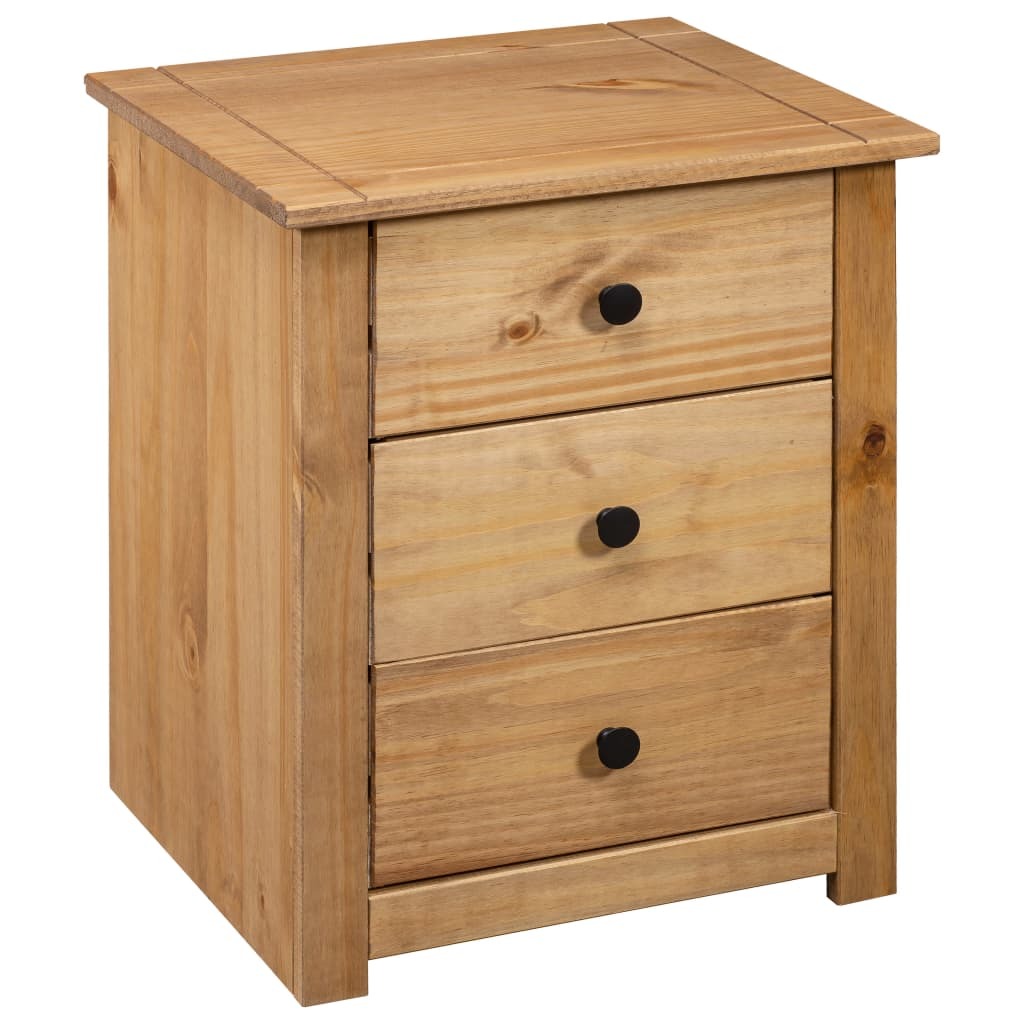Bedside Cabinet Panama Pine Solid Wood 3 Drawers Nightstand Storage 46x40x57cm