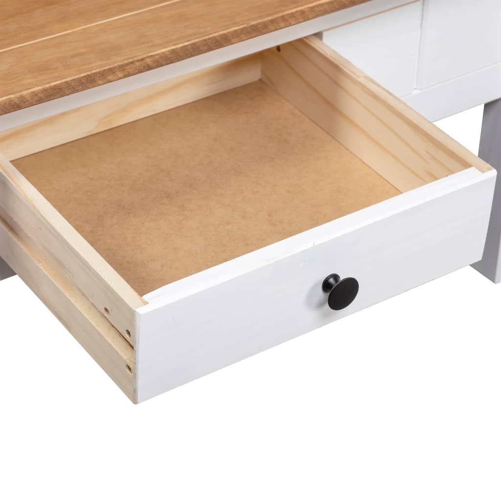 Coffee Table Panama Pine Solid Wood Drawer Storage Living Room 100x60x45cm White