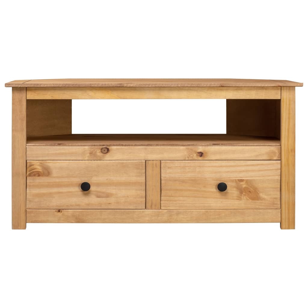 Corner TV Cabinet Panama Pine Solid Wood 2 Drawers Storage Unit 93x49x49cm