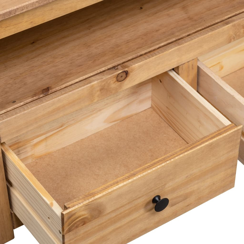 Corner TV Cabinet Panama Pine Solid Wood 2 Drawers Storage Unit 93x49x49cm