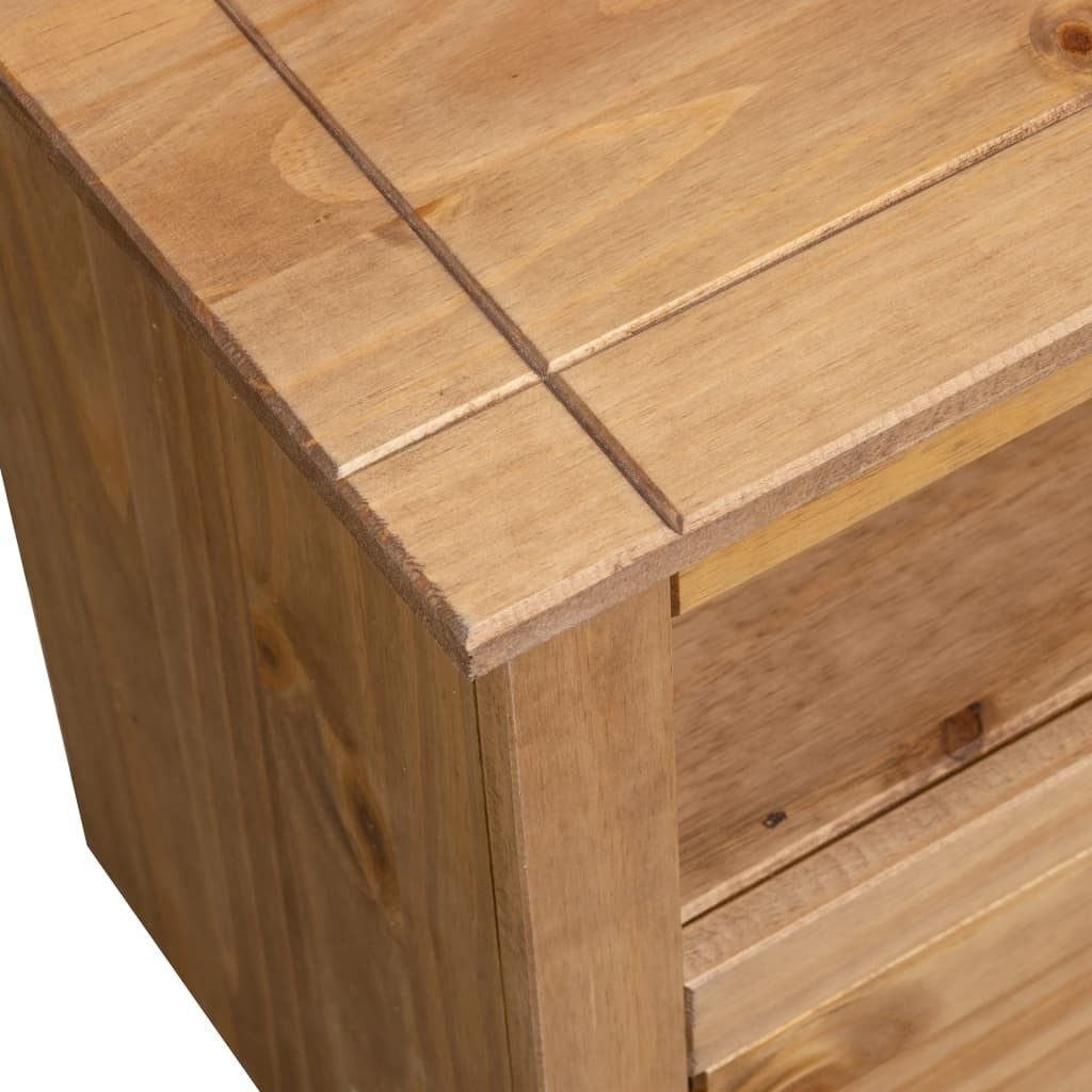 Corner TV Cabinet Panama Pine Solid Wood 2 Drawers Storage Unit 93x49x49cm