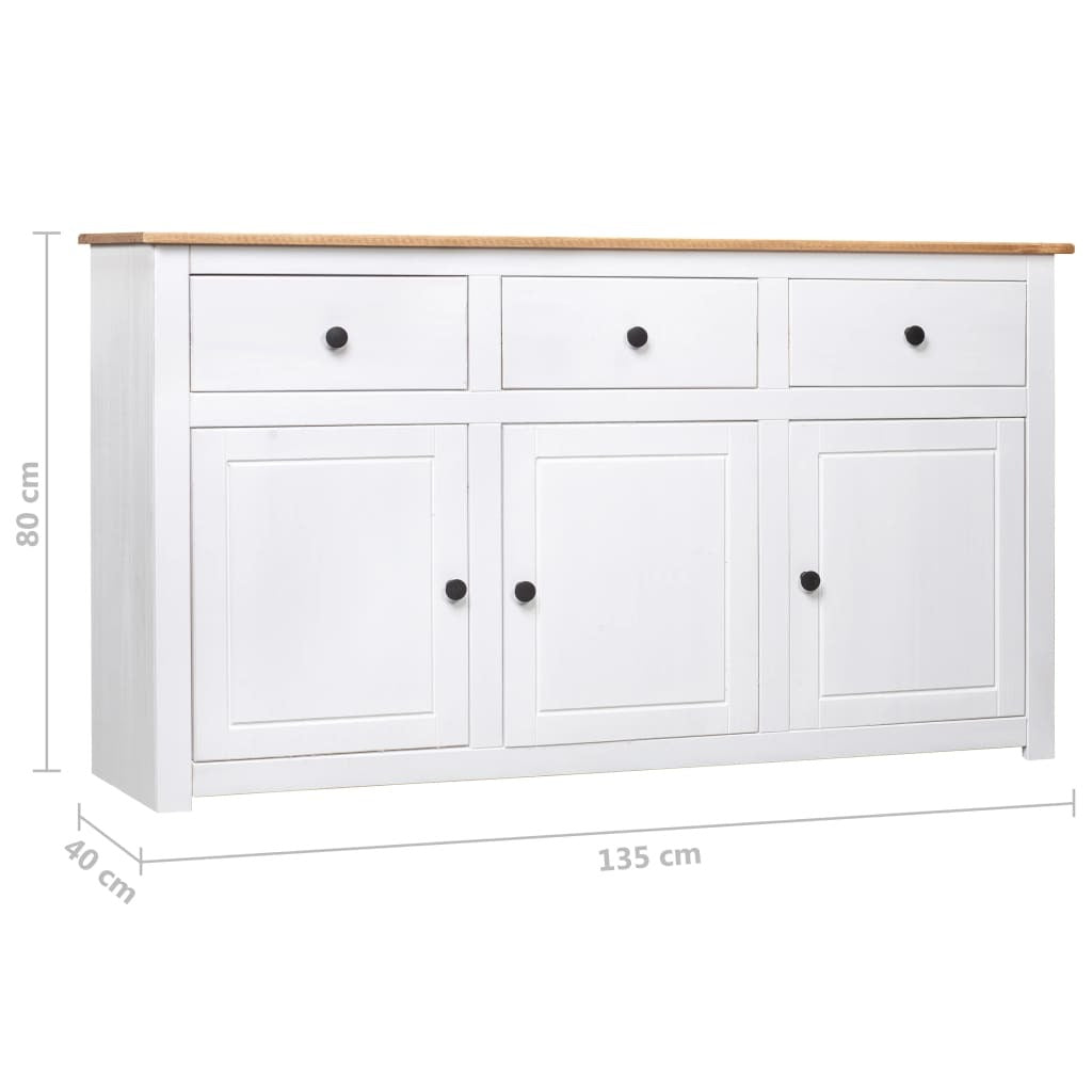 Sideboard Panama Range 3 Drawer 3 Door Solid Pine Wood Storage Cabinet White