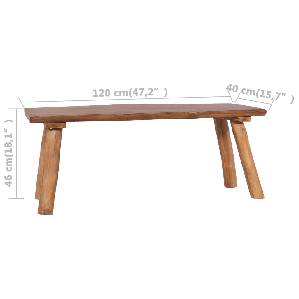 Garden Bench 120cm Solid Teak Wood Outdoor Patio Seat Hallway Natural
