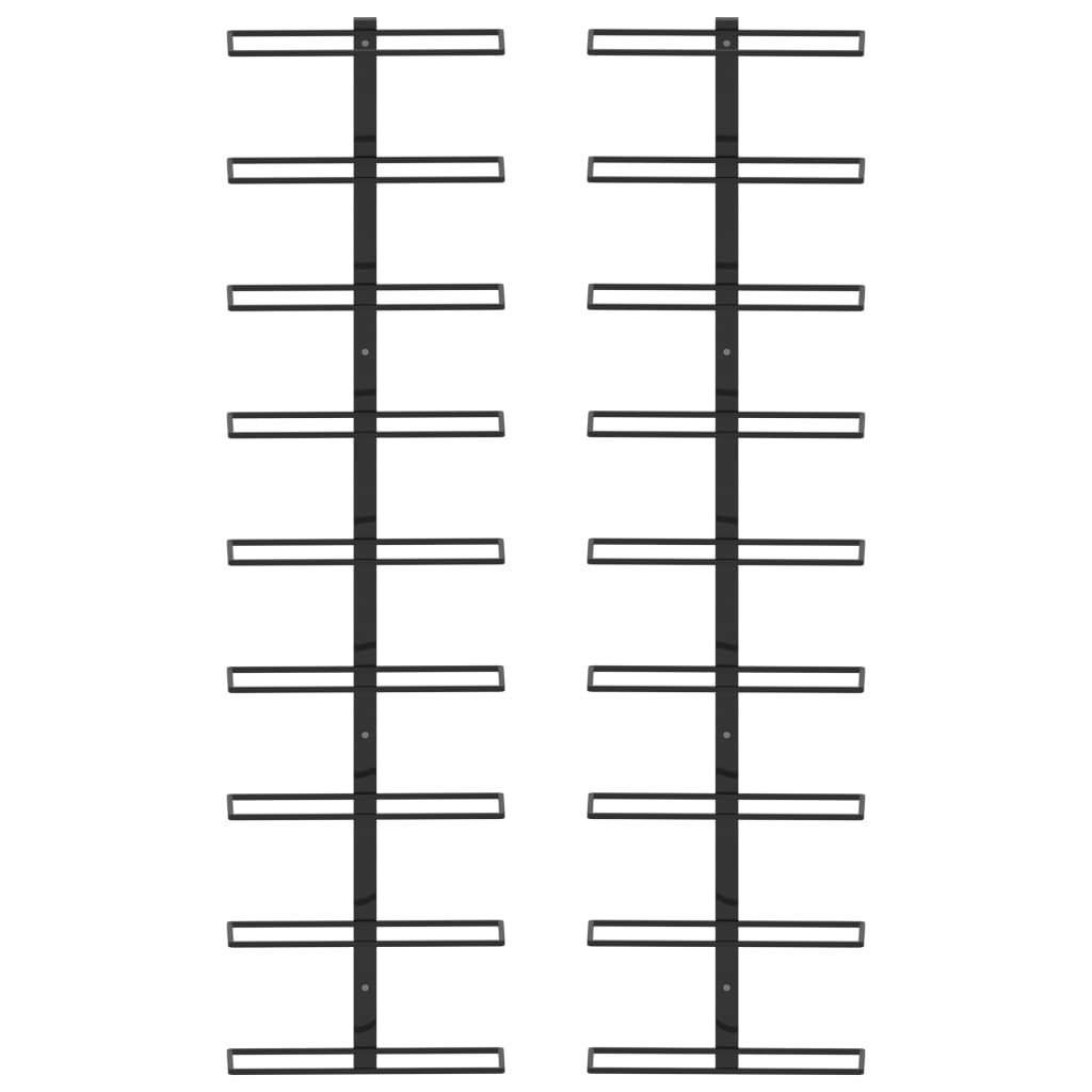 Wall-mounted Wine Racks for 18 Bottles 2 pcs Black Iron