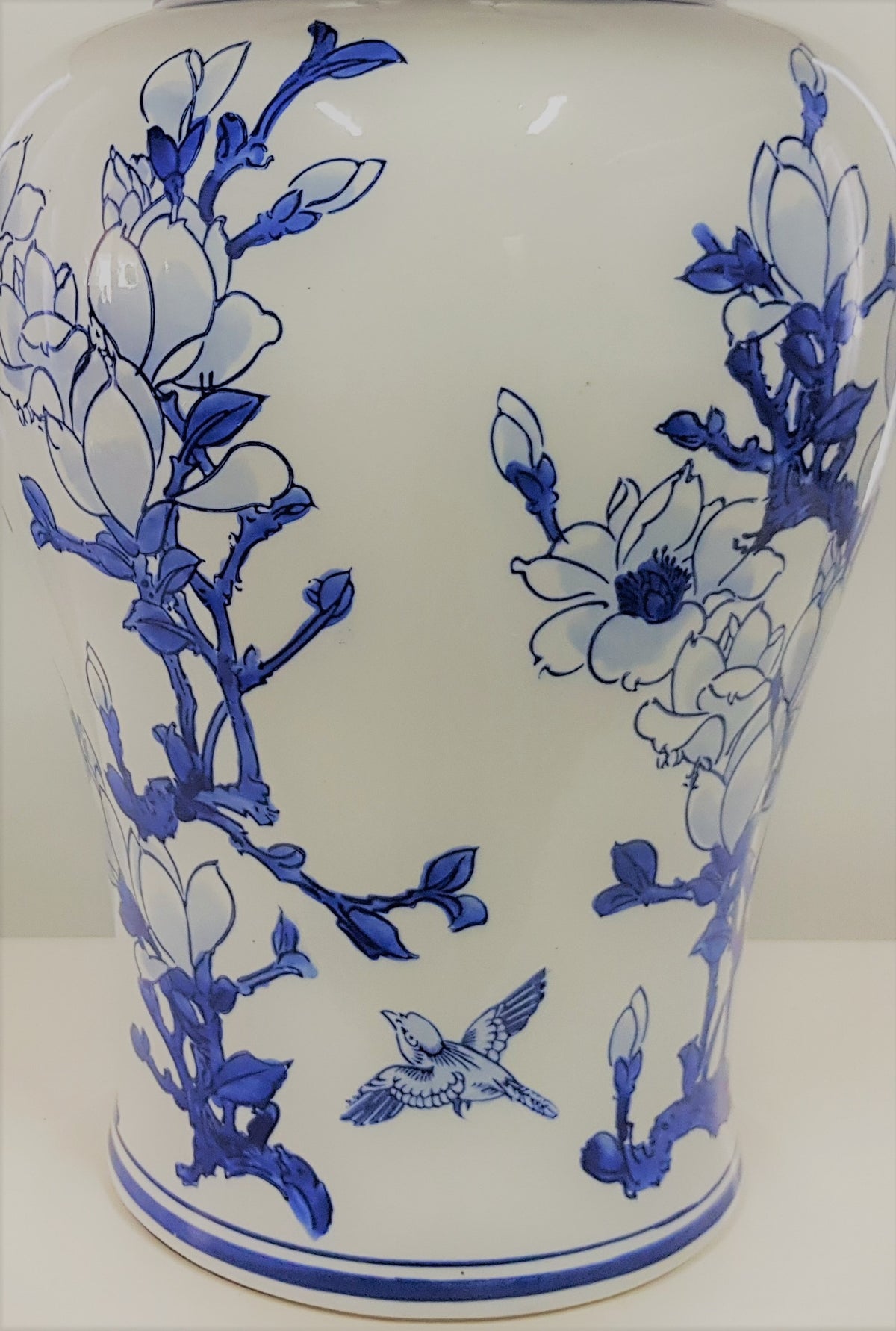 Jonquil Blue and White Ceramic Table Lamp 71cm with White Tapered Shade Elegant Accent