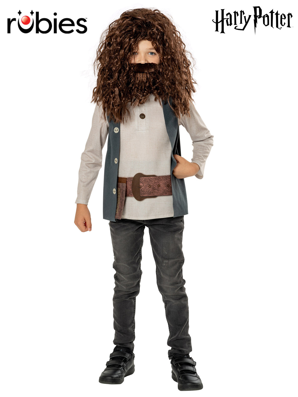 Kids Hagrid Costume – Harry Potter Tunic with Wig, Beard and Belt Brown Colour