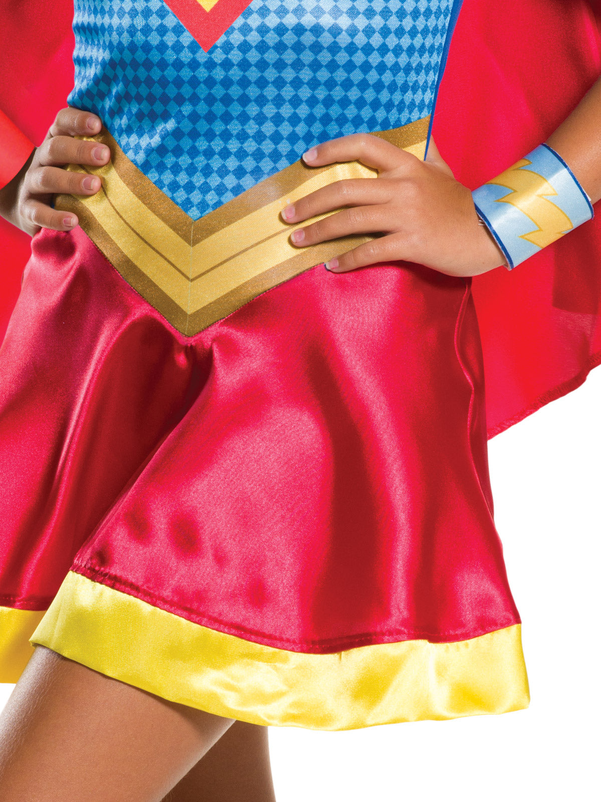 Supergirl Costume for Kids Dress with Cape Headband Cuffs Superhero