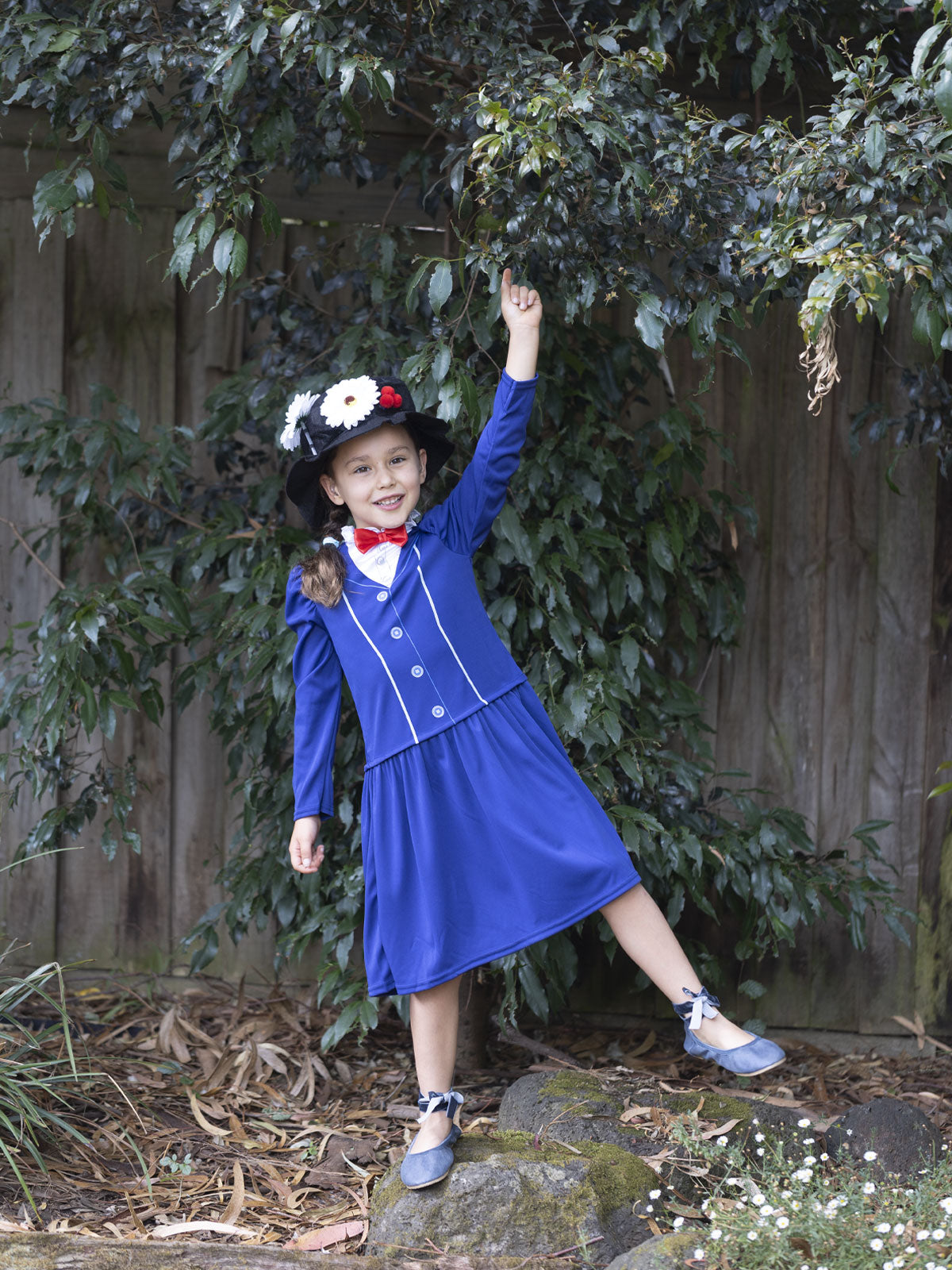 Mary Poppins Kids Costume – Blue Dress with Hat &amp; Bow Tie for Book Week – Blue Colour