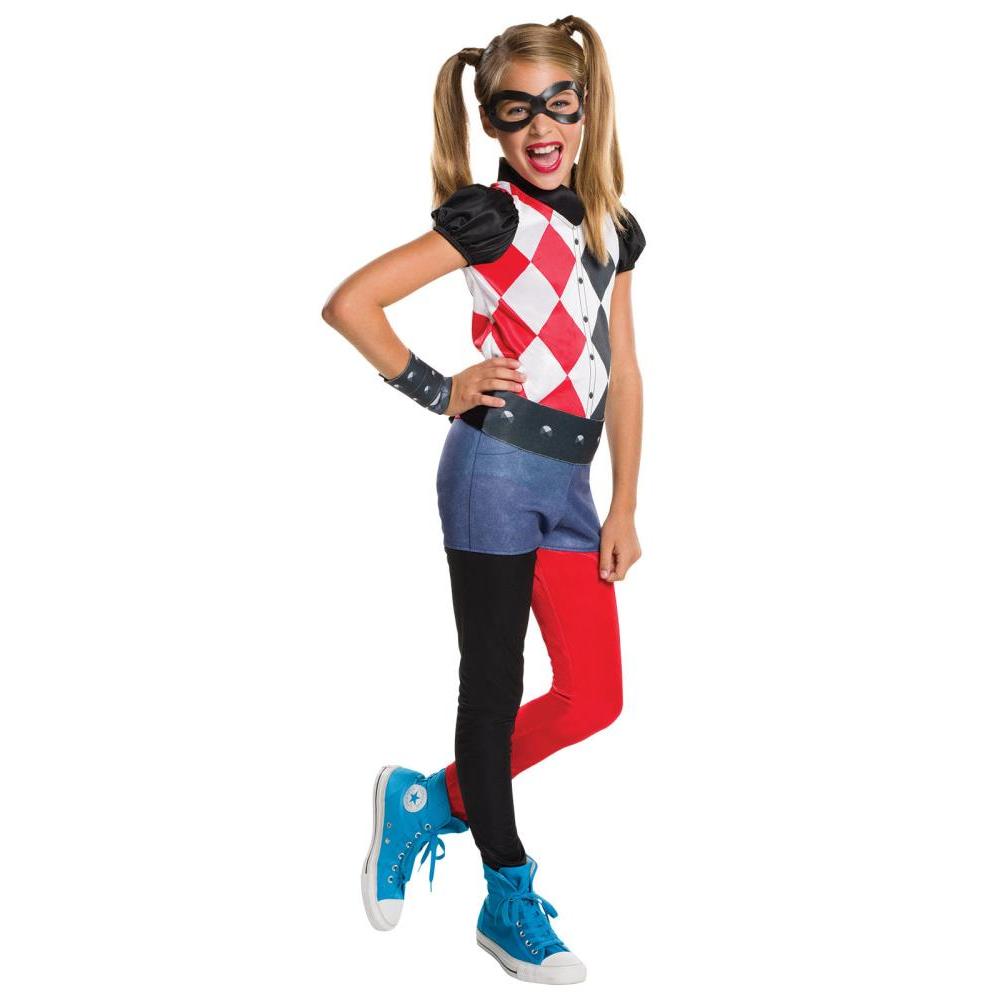Harley Quinn Jumpsuit Costume with Mask &amp; Accessories DC Comics Official – Red Colour