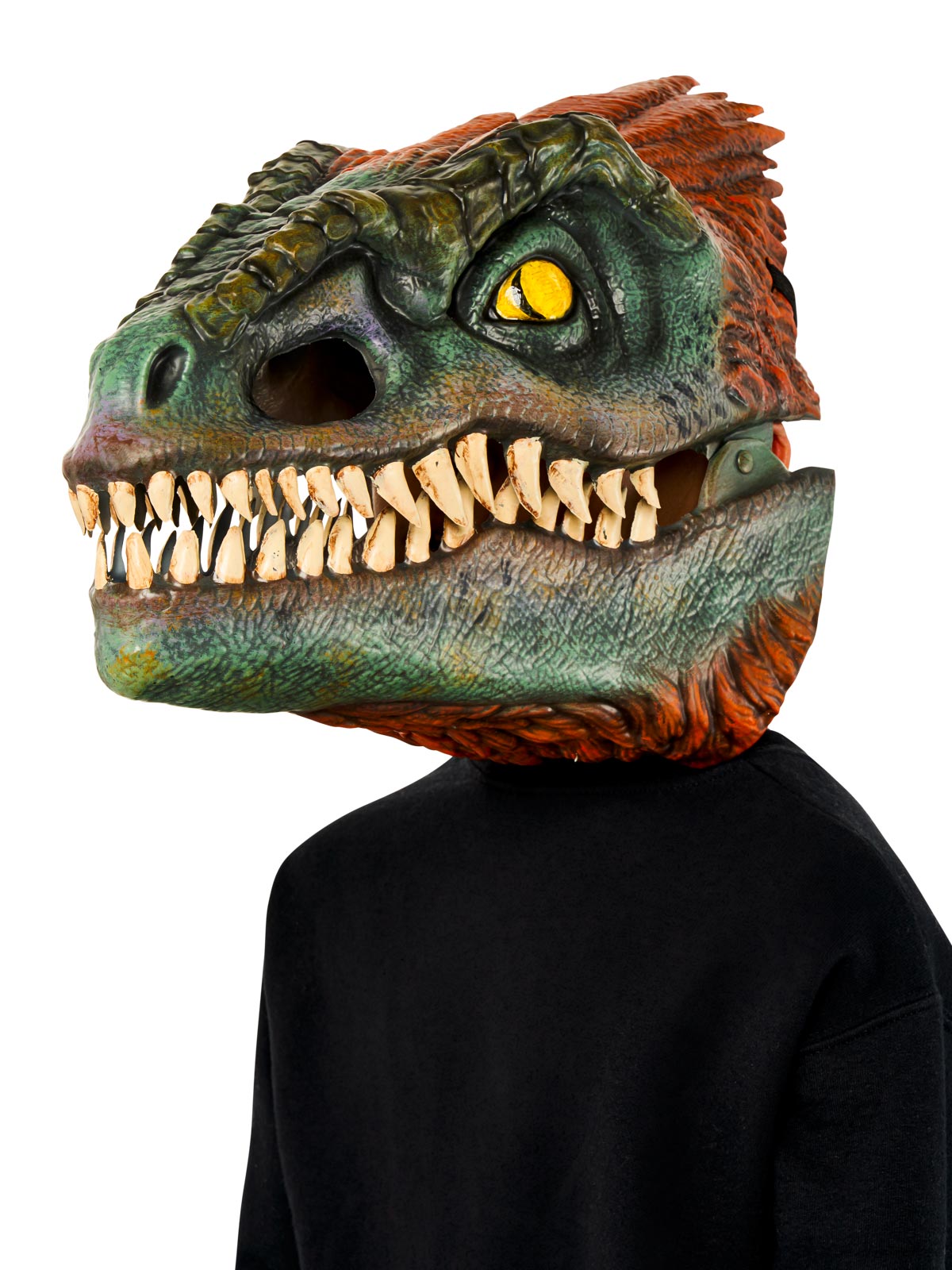 Jurassic World Dominion Pyroraptor Dinosaur Mask with Movable Jaw and 3D Feathers - Red Colour