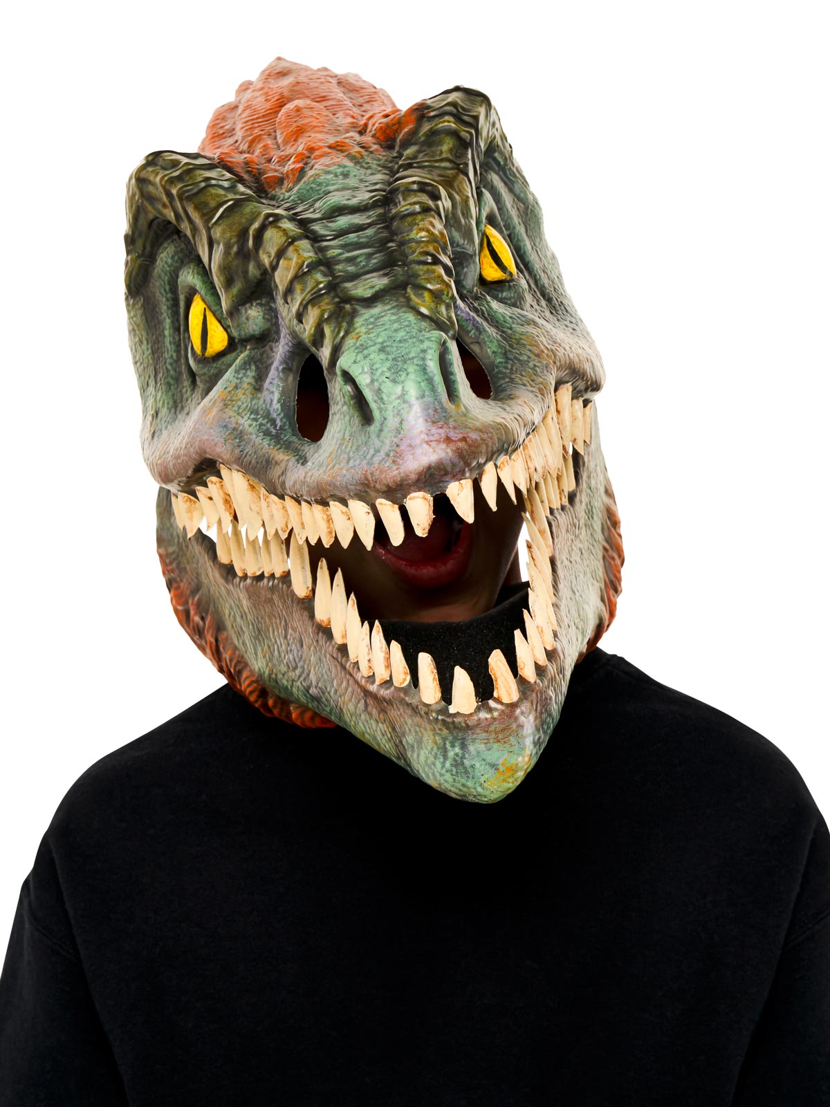 Jurassic World Dominion Pyroraptor Dinosaur Mask with Movable Jaw and 3D Feathers - Red Colour