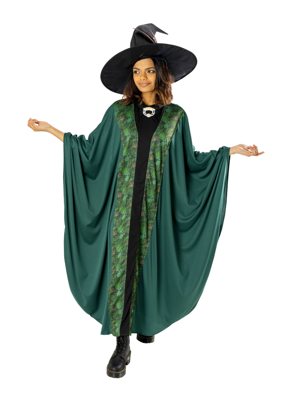Professor McGonagall Costume Adult Harry Potter Robe with Hat & Brooch - Green