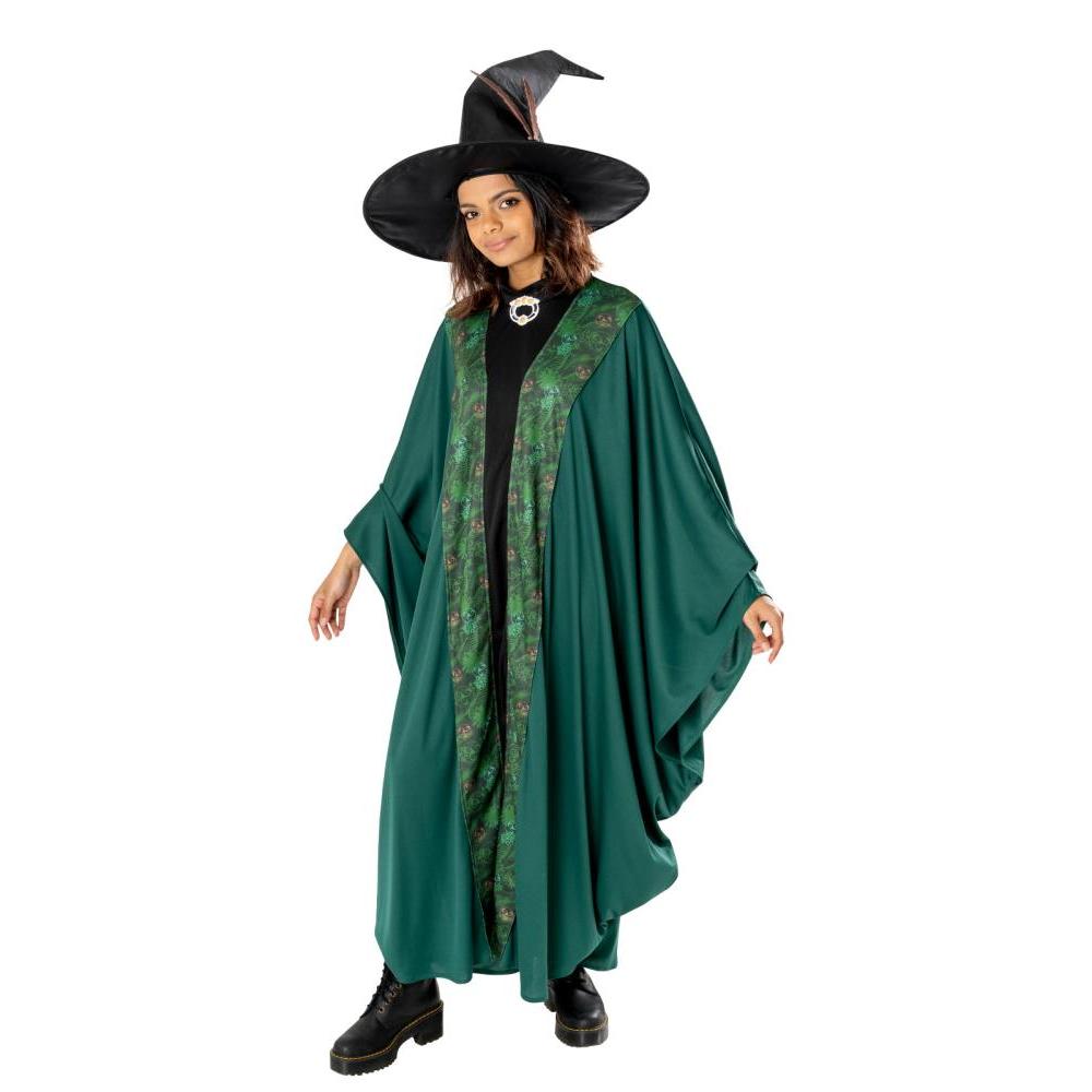 Professor McGonagall Costume Adult Harry Potter Robe with Hat & Brooch - Green