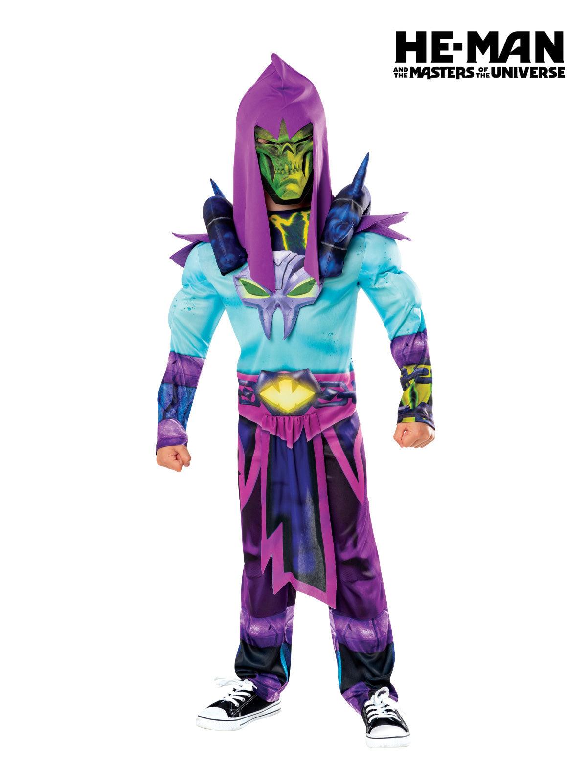 Child Skeletor Costume with EVA Mask Muscle Jumpsuit and Shoulder Armor
