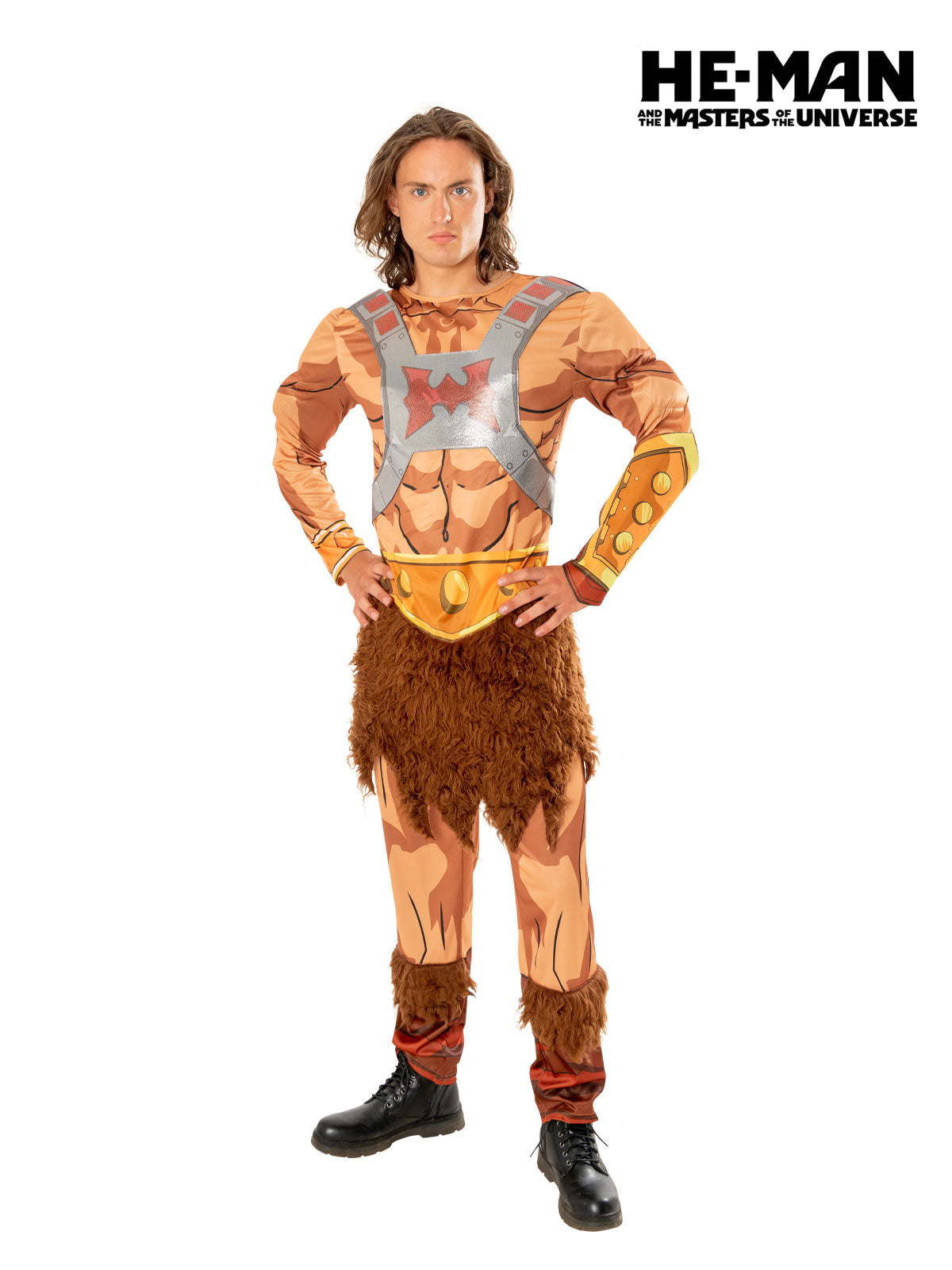 Adult He-Man Revelation Costume with Muscle Suit and Faux Fur Tunic