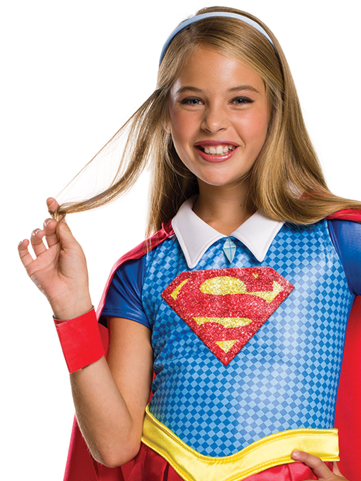 Supergirl Deluxe Costume for Kids Top Skirt Cape Headband Cuffs Superhero