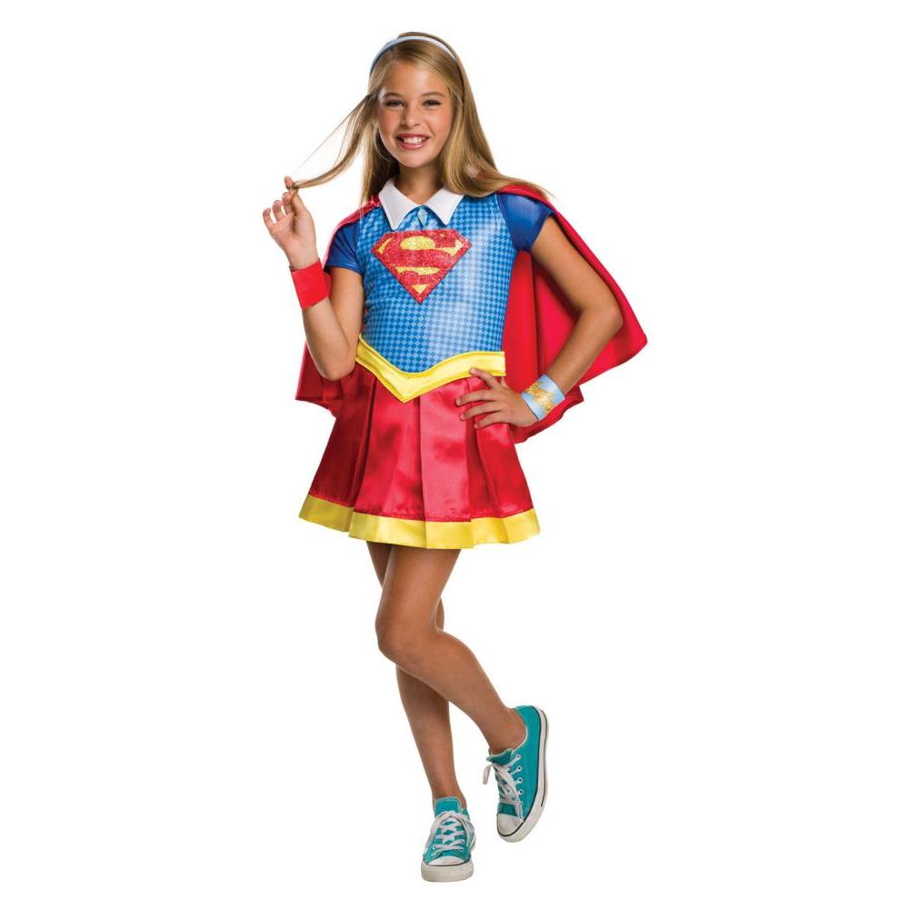 Supergirl Deluxe Costume for Kids Top Skirt Cape Headband Cuffs Superhero