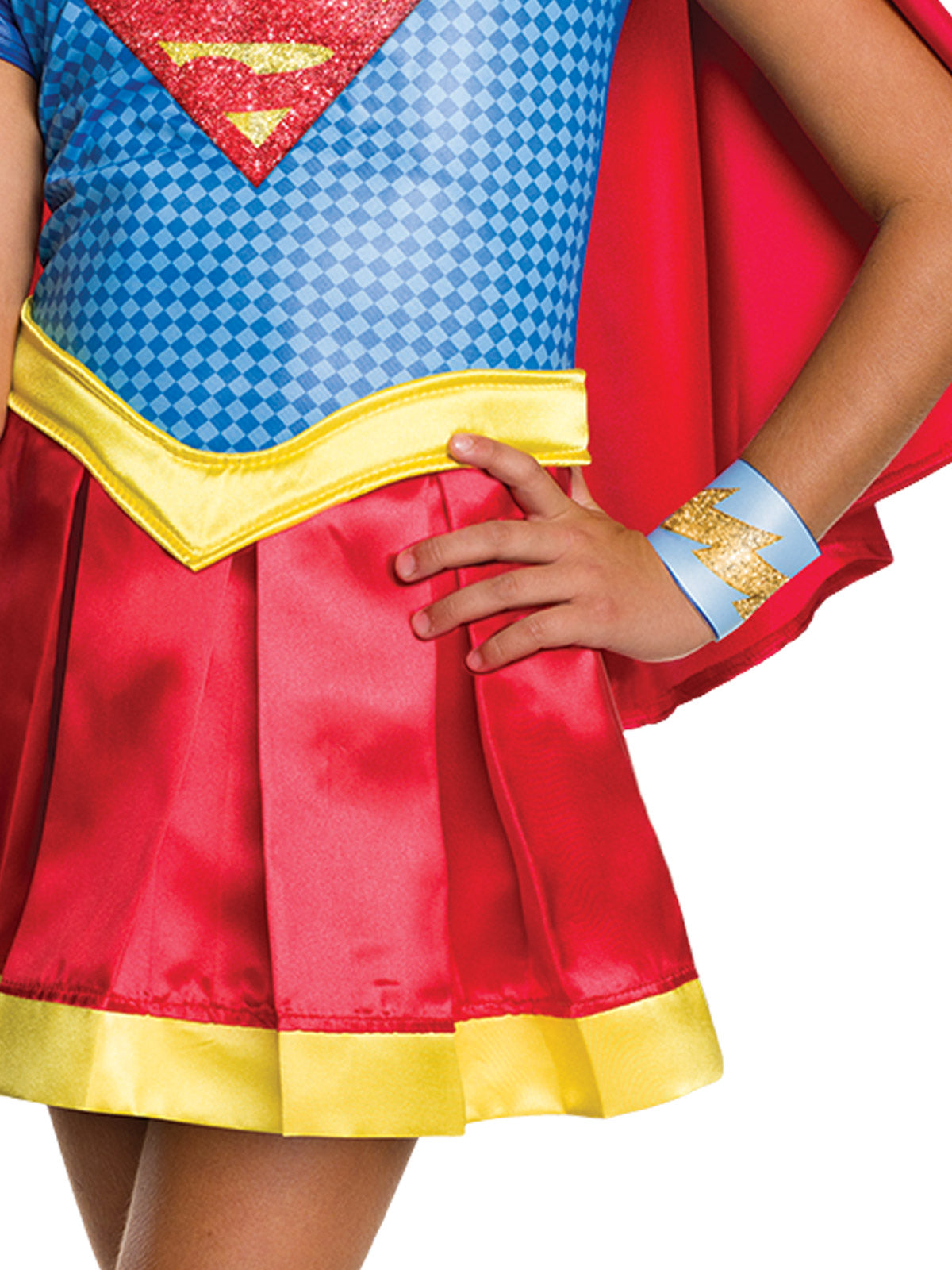 Supergirl Deluxe Costume for Kids Top Skirt Cape Headband Cuffs Superhero