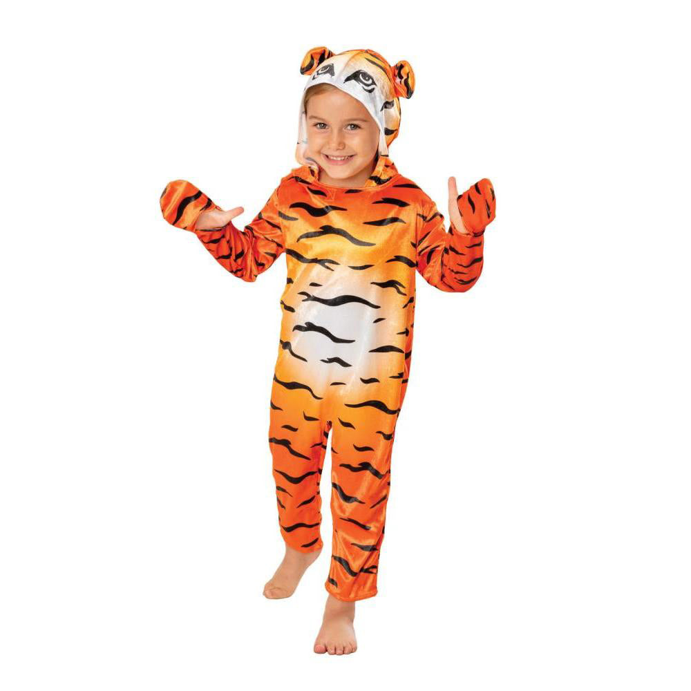 Tiger Costume for Kids Deluxe Hooded Jumpsuit with Mask and Paws