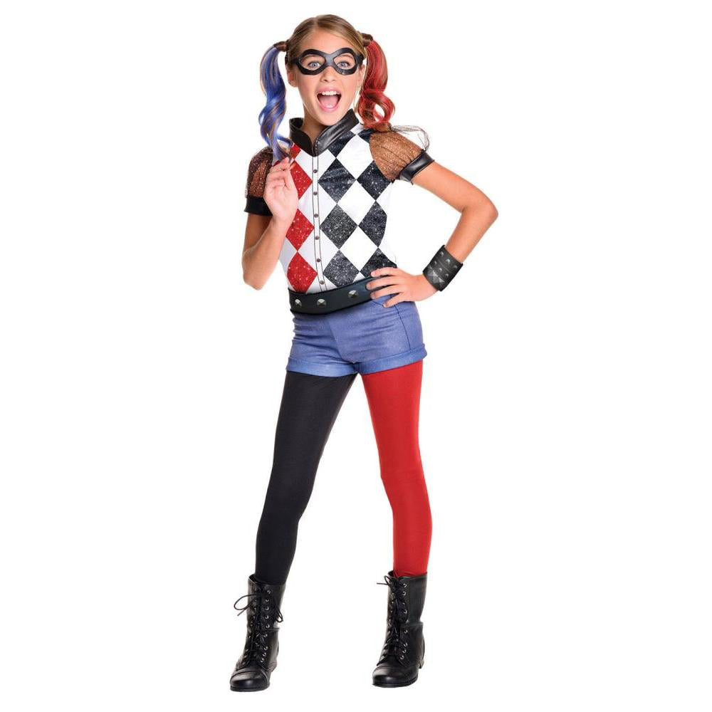 Harley Quinn Deluxe Costume DC Comics Official Licensed Set with Eye Mask – Multi Colour