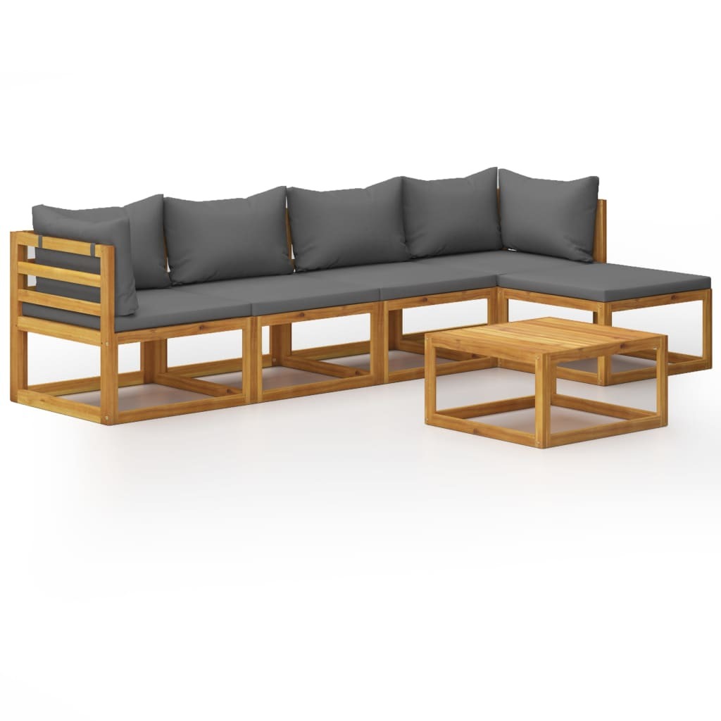 6 Piece Garden Lounge Set with Cushions Sofa Coffee Table Solid Acacia Wood
