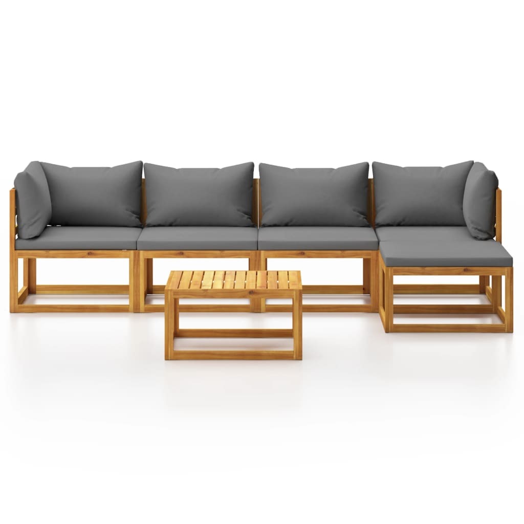 6 Piece Garden Lounge Set with Cushions Sofa Coffee Table Solid Acacia Wood