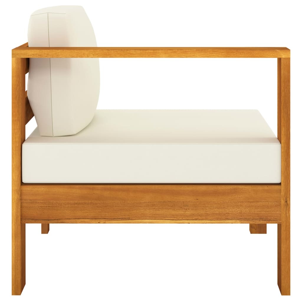 4-Seater Garden Sofa with Cushions Outdoor Patio Solid Acacia Wood Cream White