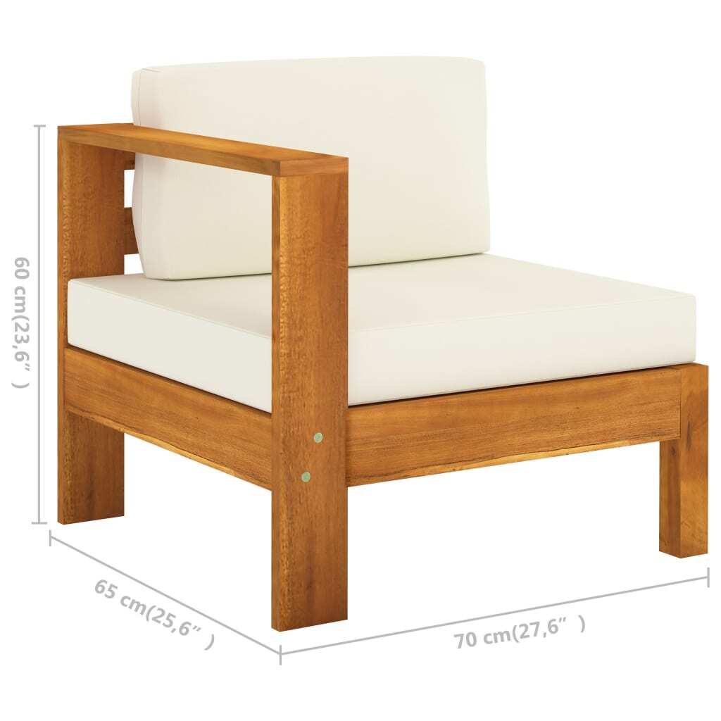 4-Seater Garden Sofa with Cushions Outdoor Patio Solid Acacia Wood Cream White