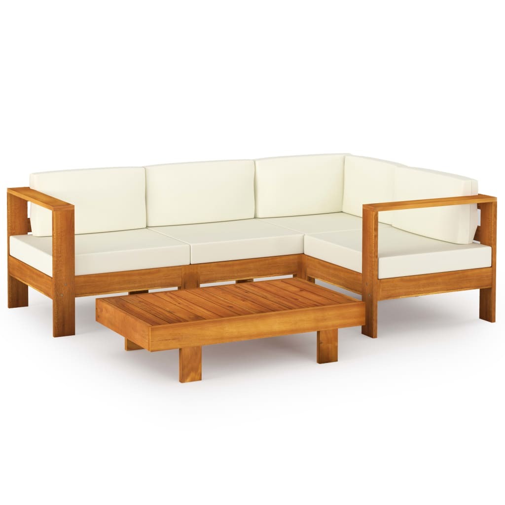 5 Piece Garden Lounge Set with Cushions Sofa Table Outdoor Solid Acacia Wood