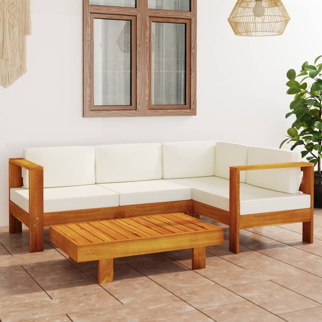 5 Piece Garden Lounge Set with Cushions Sofa Table Outdoor Solid Acacia Wood
