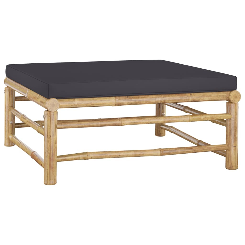 Bamboo 5 Piece Garden Outdoor Lounge Set Dark Grey Cushions