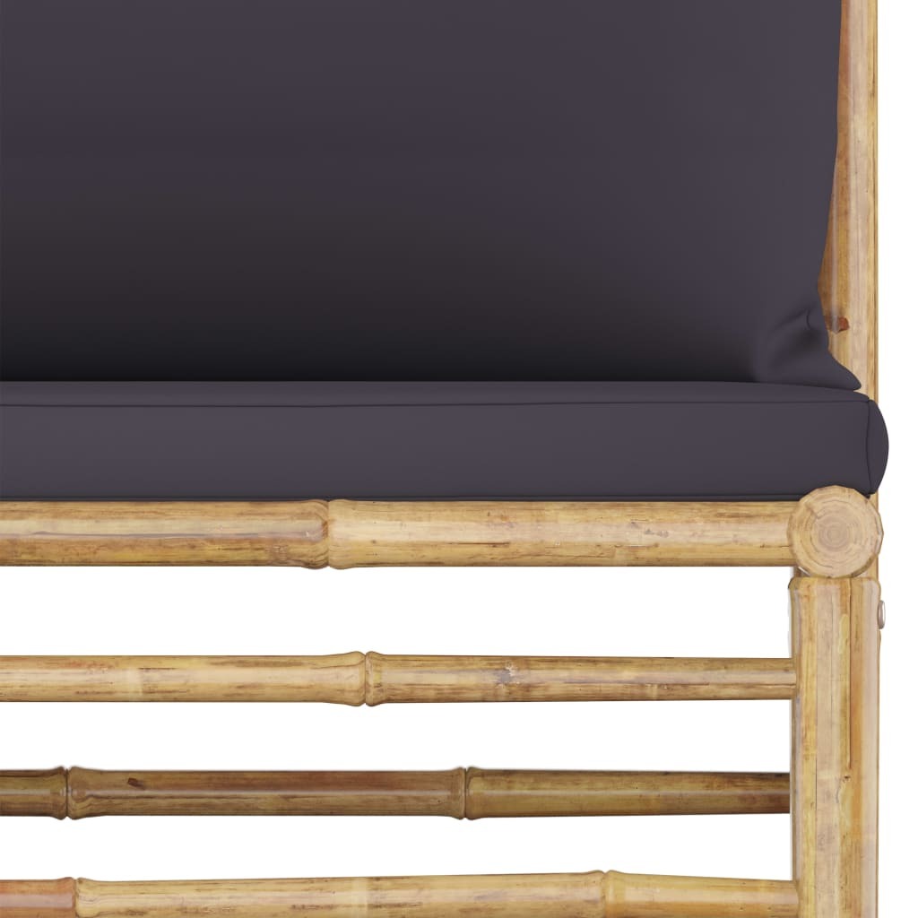 8 Piece Garden Lounge Set with Cushions Bamboo Outdoor Sofa Set Dark Grey