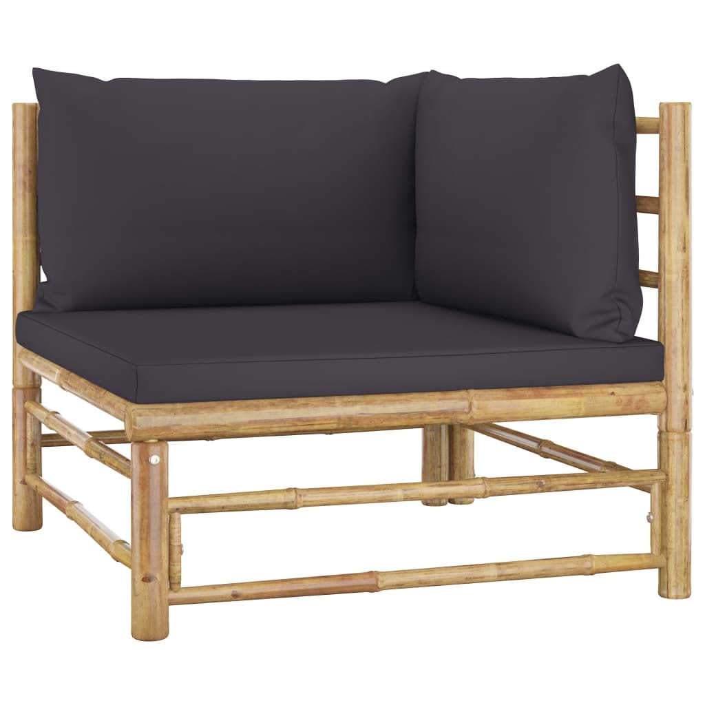 8 Piece Garden Lounge Set with Cushions Bamboo Outdoor Sofa Set Dark Grey