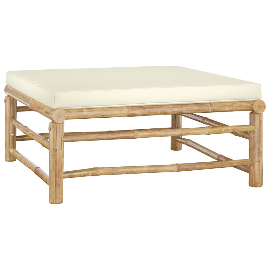 6 Piece Garden Lounge Set with Cushions Modular Sofa Outdoor Bamboo Cream White
