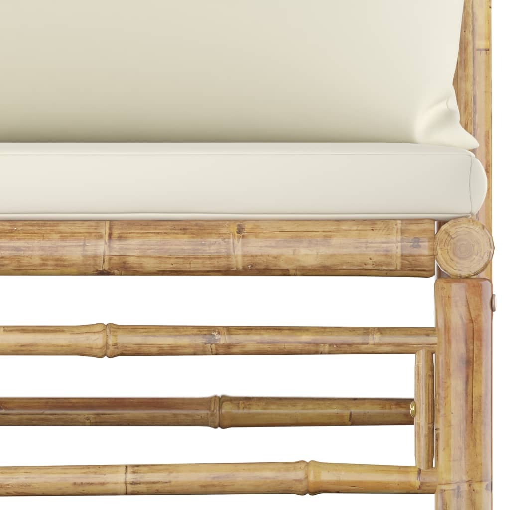 6 Piece Garden Lounge Set with Cushions Modular Sofa Outdoor Bamboo Cream White