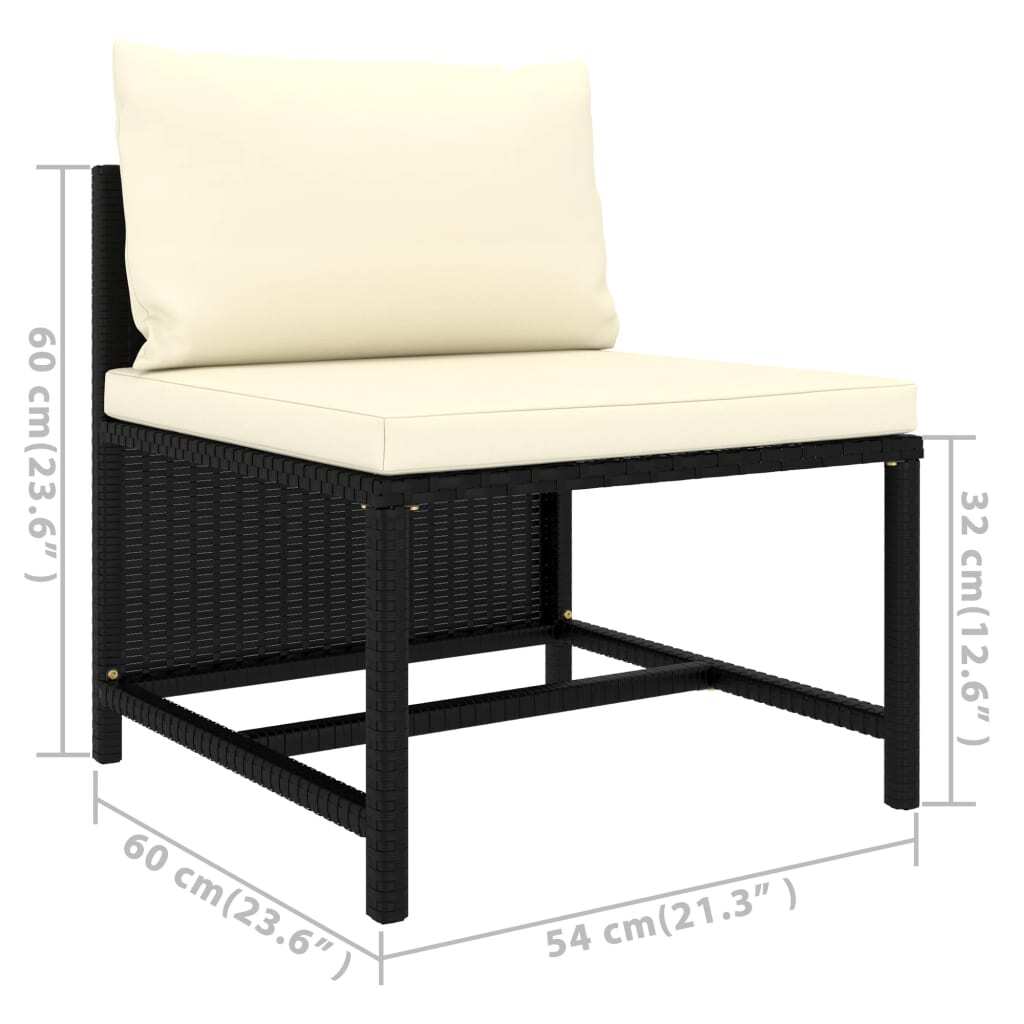 12 Piece Garden Lounge Set with Cushions Sofa Table Outdoor Poly Rattan Black